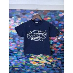 Vintage 1996 Dallas Cowboys Logo Athletic Youth T-Shirt Navy Blue Small 8